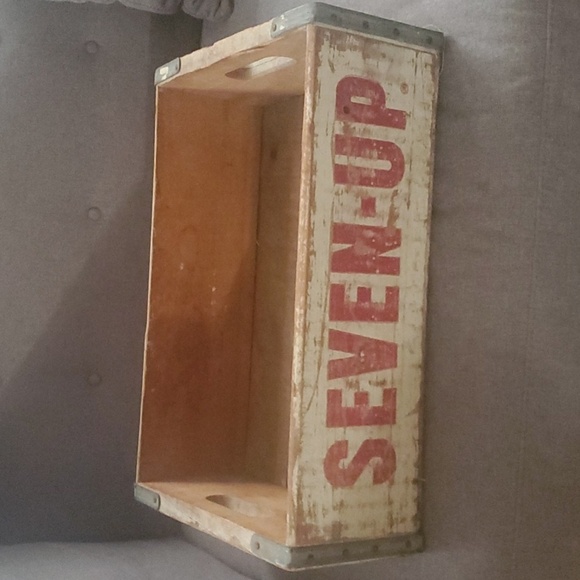 Home decor red white grey brown pop collectible vintage wood crate seven… - Picture 1 of 16